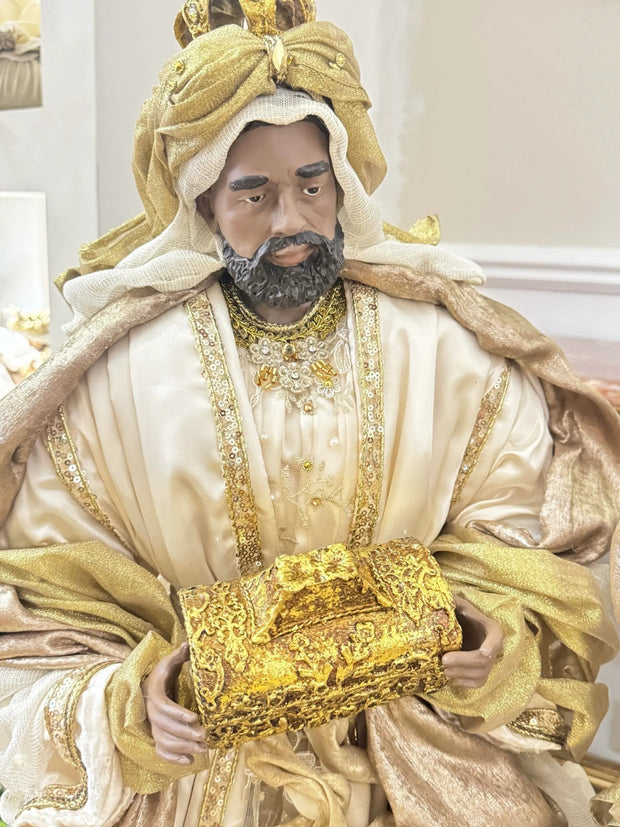 Golden Nativity Scene - Ivory & Gold Royal Christmas Collection 👑✨