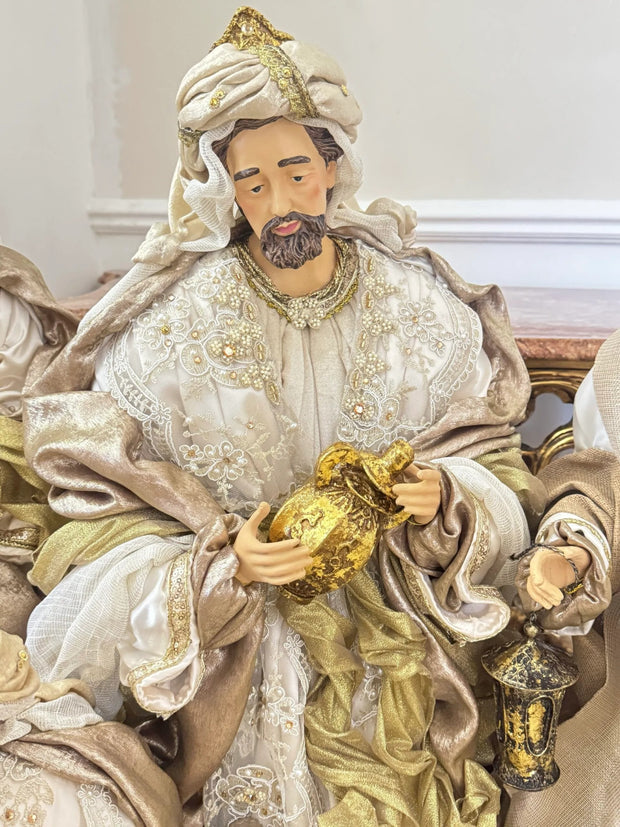 Golden Nativity Scene - Ivory & Gold Royal Christmas Collection 👑✨