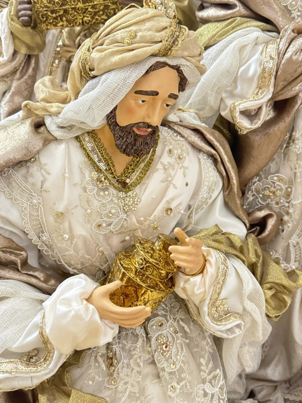 Golden Nativity Scene - Ivory & Gold Royal Christmas Collection 👑✨