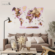 3D Wooden World Map Wall Art - Interactive Traveler's Decor 🗺️✨