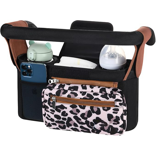 Universal Stroller Organizer – Cup Holder & Phone Bag, Fits Most Strollers