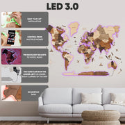 3D Wooden World Map Wall Art - Interactive Traveler's Decor 🗺️✨