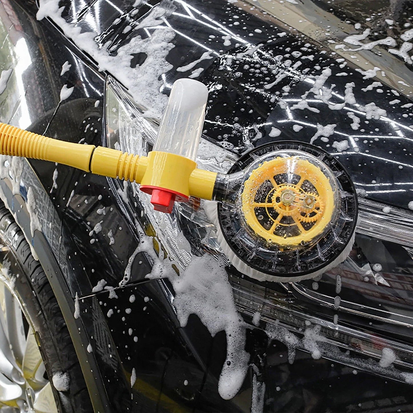 Automatic Rotary Car Wash Foam Brush – Long Handle Chenille Mop Kit for Effortless Cleaning