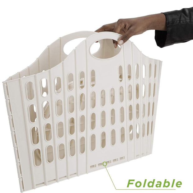 Foldable Laundry Basket 38L / 10 Gallons – Ventilated Plastic Hamper | Compact Clothes Bin