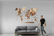 3D Wooden World Map Wall Art - Interactive Traveler's Decor 🗺️✨